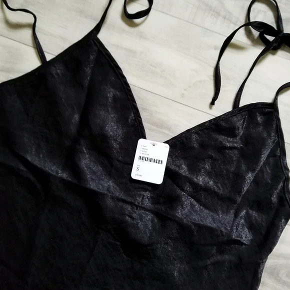 NWT Free People Tie Strap Slip Dress in Black - Picture 7 of 14